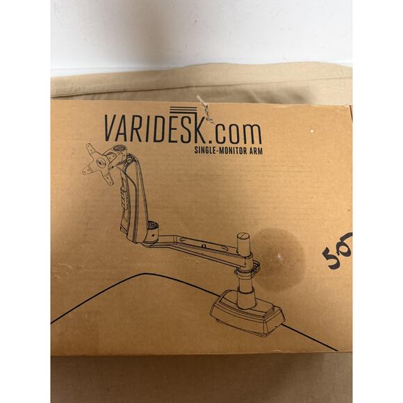 VariDesk Single Monitor Arm Desk Mount Adjustable VESA Tidy Up Kit Silver Clamp - Picture 2 of 3